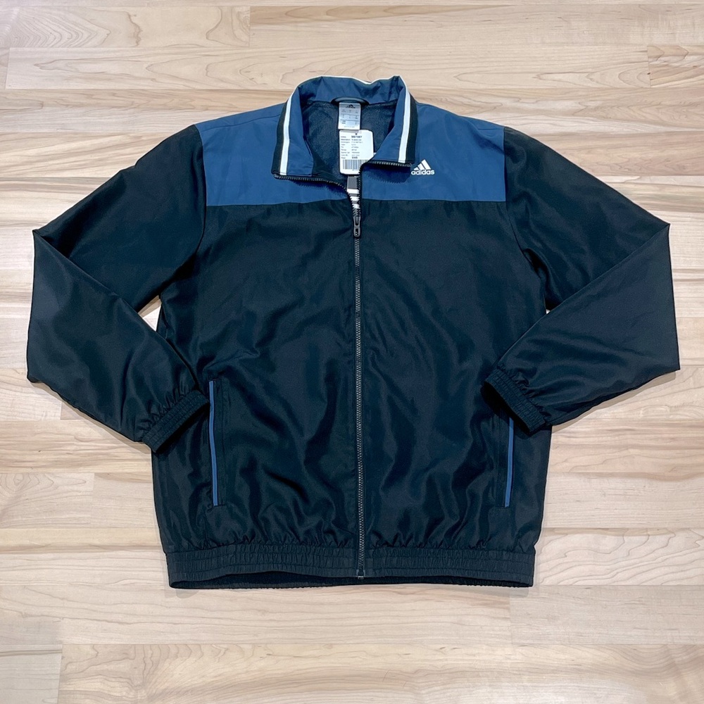 NWT Adidas Men’s Full Zip Windbreaker Jacket - Black / Blue, Size M